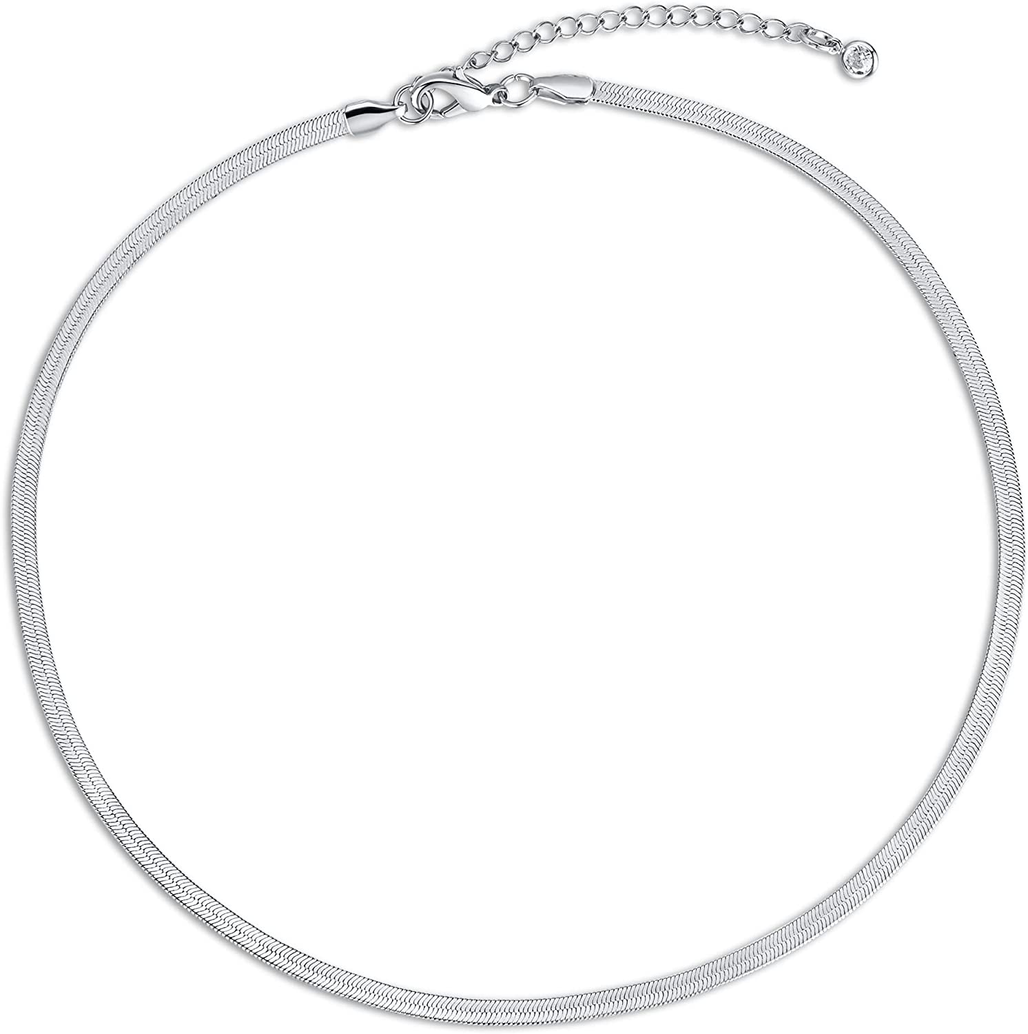 14K Gold/Silver Plated Snake Chain Necklace Herringbone Necklace Gold Choker Necklaces for Women